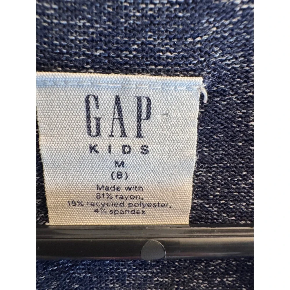 Gap Kids Girls Navy Blue Silver Star Tie Front Long Sleeve Top Size M 8